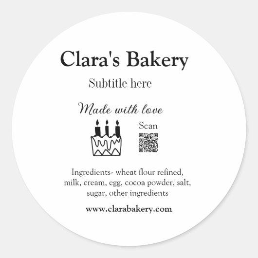 Sticker Rond Boulangerie gâteau ajouter ingrédients fabriqués a (Devant)