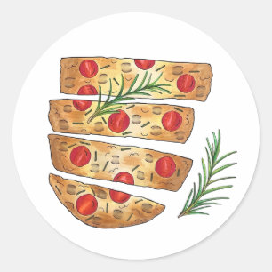 Sticker Rond Boulangerie italienne Focaccia Huile d'olive Pain 