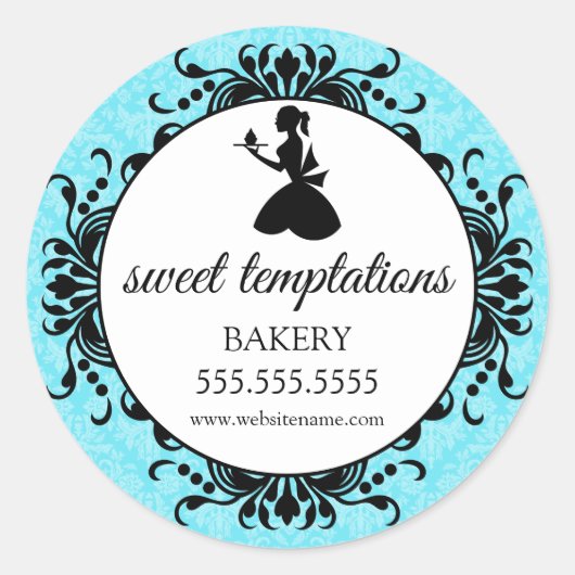 Sticker Rond Boulangerie Lady Cupcake Silhouette Emballage (Devant)