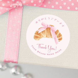 Sticker Rond Boulangerie Merci Croissant Pain Rose Coquette