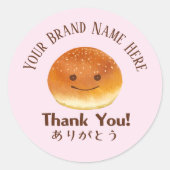 Sticker Rond Boulangerie Merci mignon Pain Smile Face Blush Ros (Devant)