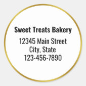 Sticker Rond Boulangerie Nom commercial Or Blanc Texte noir (Devant)