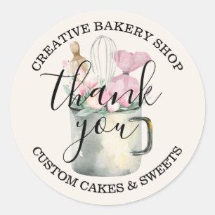 Sticker Rond Boulangerie Pâtisserie Chef adorable ivoire merci