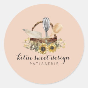 Sticker Rond Boulangerie Pâtisserie Gâteau Décorateur Orange