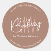 Sticker Rond Boulangerie personnalisée Monogramme Logo Brown (Devant)