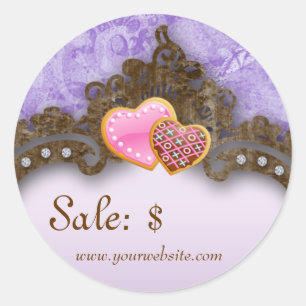 Sticker Rond Boulangerie Prix de vente Balise Vintage Damask Pu