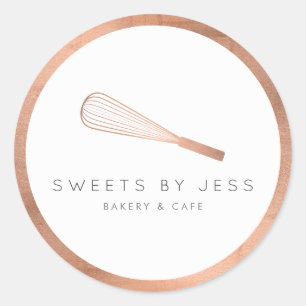 Sticker Rond Boulangerie rose Gold Whisk