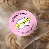 Sticker Rond Boulangerie rose nostalgique Retro Comic Pop Art