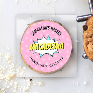 Sticker Rond Boulangerie rose nostalgique Retro Comic Pop Art