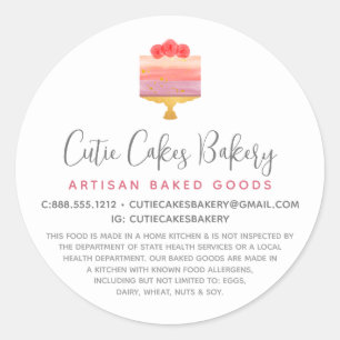 Sticker Rond Boulangerie Rose Violet Gâteau Pâtisserie Chef Des