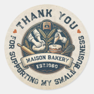 Sticker Rond Boulangerie Rústique Pâtisserie Dessert Sucré Merc