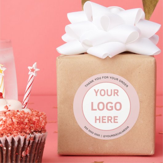 Sticker Rond Boulangerie sur mesure logo rose (Fête)