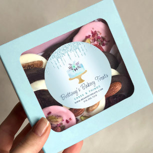 Sticker Rond Boulangerie Turquoise Pâtisserie Parties scintilla