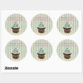 Sticker Rond boulangerie vintage moderne dessert cupcake (Feuille)