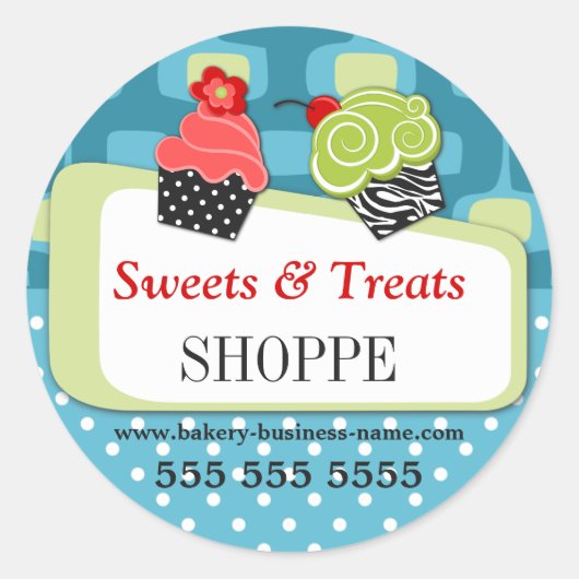 Sticker Rond Boulangerie Whimsical Cupcake Design rétro (Devant)