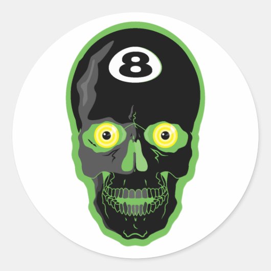 Sticker Rond boule 8 verte crâne (Devant)