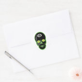 Sticker Rond boule 8 verte crâne (Enveloppe)