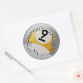 Sticker Rond Boule à coquilles fissurées Numéro 9 Billiards (Enveloppe)