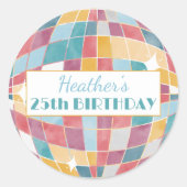 Sticker Rond Boule à facettes personnalisée pour anniversaire (Devant)