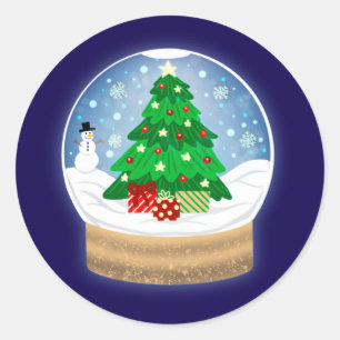 Sticker Rond Boule à neige de fêtes