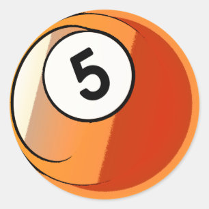 Sticker Rond Boule de billards comique du numéro 5 de style