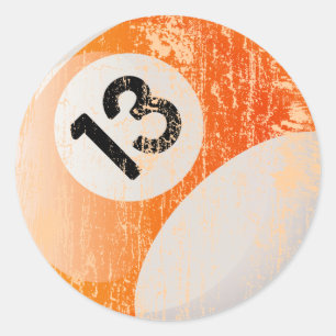 STICKER ROND BOULE DE BILLARDS DU NUMÉRO 13 - ÂGÉE ET ÉROD