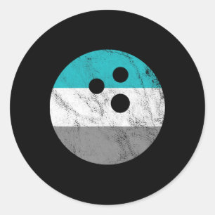 Sticker Rond Boule de bowling en détresse rétro vintage pour ho
