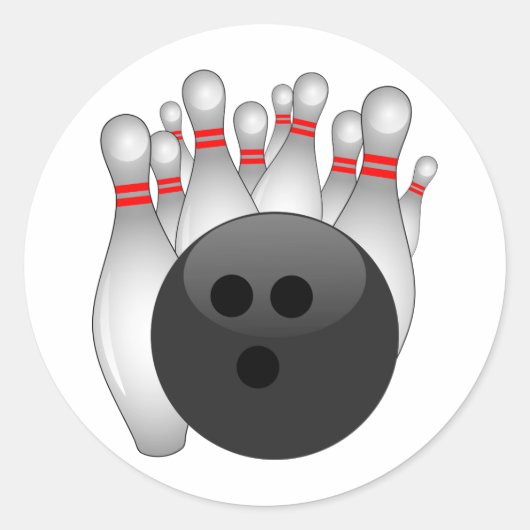 Sticker Rond Boule De Bowling Et Dix Pins (Devant)
