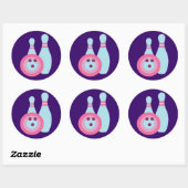 Sticker Rond Boule de Bowling et Pins (Feuille)