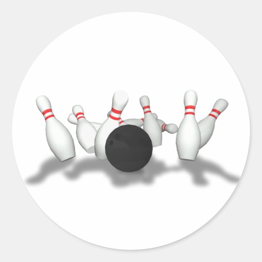 Sticker Rond Boule de Bowling & Pins : Modèle 3D : (Devant)