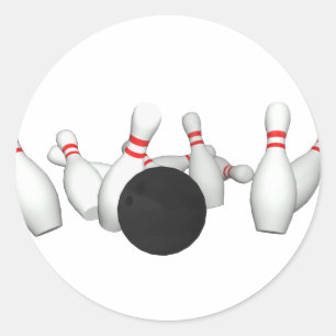 Sticker Rond Boule de Bowling & Pins : Modèle 3D :
