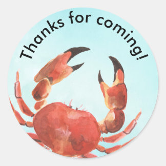 Sticker Rond Boule de crabe de fruits de mer Anniversaire Merci