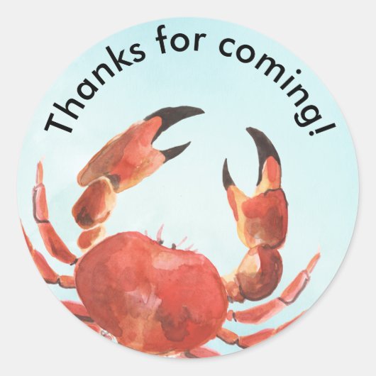 Sticker Rond Boule de crabe de fruits de mer Anniversaire Merci (Devant)