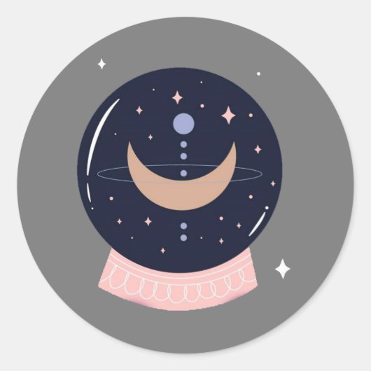 Sticker Rond Boule de cristal mystique psychique (Devant)