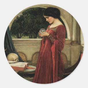Sticker Rond Boule de cristal par John William Waterhouse