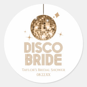 Sticker Rond Boule De Disco Dorée Mariée De Disco Enterrement D