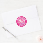 Sticker Rond Boule de Disco Rose Rétro PERSONALISÉE (Enveloppe)