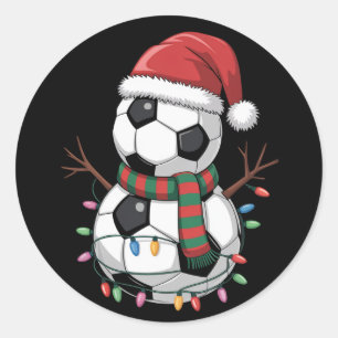 Sticker Rond Boule de foot de Noël Bonhomme de neige Lumières C