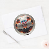 Sticker Rond Boule de football avec flammes et drapeau croate (Enveloppe)