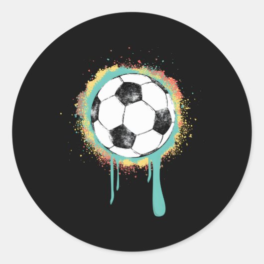 Sticker Rond Boule De Football Avec Peinture De Graffiti (Devant)