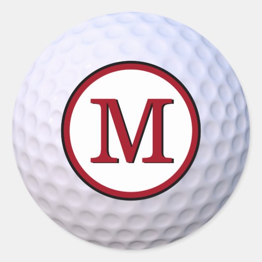 Sticker Rond Boule de golf personnalisable Monogramme rouge (Devant)