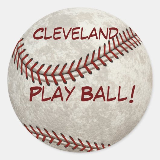 Sticker Rond Boule de jeu de base-ball de Cleveland ! (Devant)