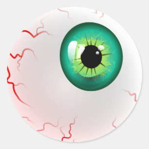 Sticker Rond Boule de l'oeil d'horreur verte