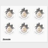 Sticker Rond Boule de Noël blanche noire Joyeux Noël (Feuille)