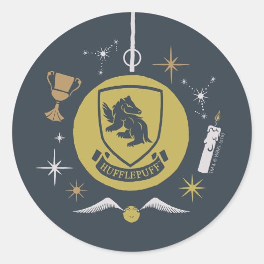 Sticker Rond Boule de Noël Graphique HUFFLEPUFF™ (Devant)