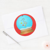Sticker Rond Boule de poisson neige globe mignon rouge bleu (Enveloppe)