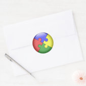 Sticker Rond Boule de puzzle de l'autisme (Enveloppe)
