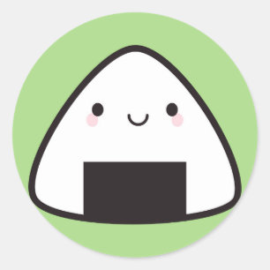 Sticker Rond Boule de riz de Kawaii Onigiri