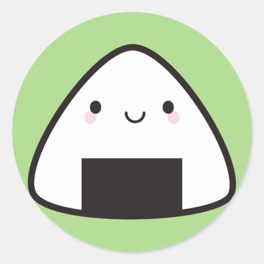 Sticker Rond Boule de riz Kawaii Onigiri (Devant)