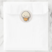 Sticker Rond Boule de riz mignonne avec baguettes (Sac)
